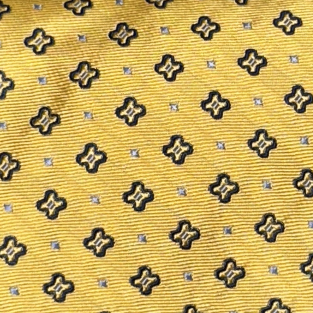 346 Brooks‎ Brothers Yellow Black Geometric Neat Silk Tie